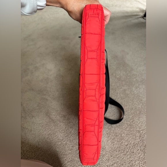 Kate Spade Quilted Bag EUC Signature Spade Quilted Chad Laptop Bag Red Orange - Picture 12 of 17